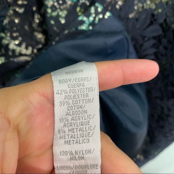 Theia Navy Lace Multi Mermaid Rainbow Color Cocktail Dress 882878 Sz 4 - Picture 9 of 9